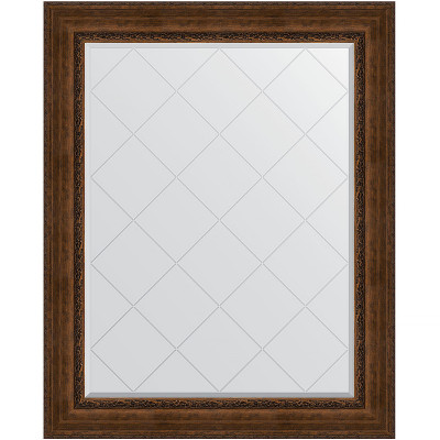 Зеркало настенное Evoform ExclusiveG 127х102 BY 4386 с гравировкой в багетной раме Состаренная бронза с орнаментом 120 мм