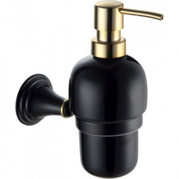 Дозатор жидкого мыла Fixsen Luksor FX-71612B черный золото настенный