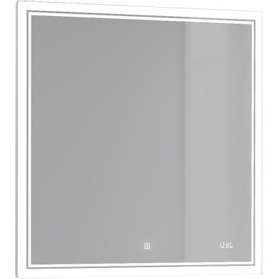 Зеркало в ванную Jorno Slide 80 Sli.02.77/W с подсветкой с сенсорным выключателем и часами прямоугольное