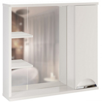 Зеркало со шкафчиком Mixline Этьен 80 R 540869 с подсветкой белое прямоугольное