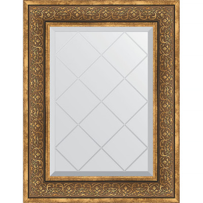 Зеркало настенное Evoform ExclusiveG 76х59 BY 4034 с гравировкой в багетной раме Вензель бронзовый 101 мм