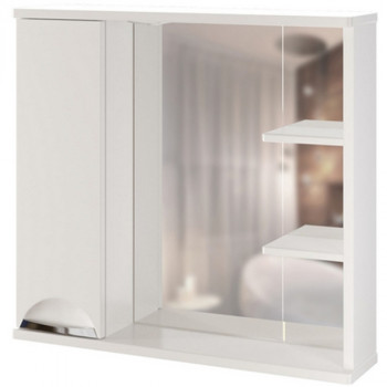 Зеркало со шкафчиком Mixline Этьен 80 L 540870 с подсветкой белое прямоугольное