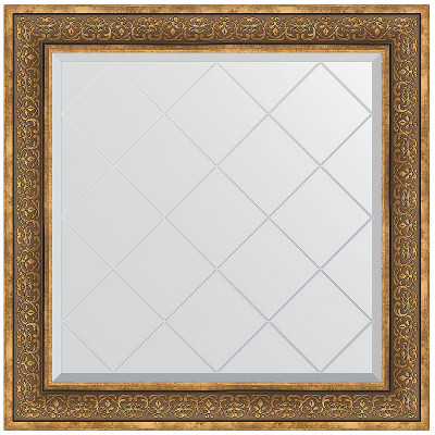 Зеркало настенное Evoform ExclusiveG 89х89 BY 4335 с гравировкой в багетной раме Вензель бронзовый 101 мм