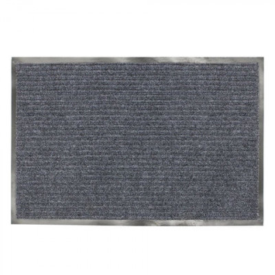Коврик входной ворсовый влаго-грязезащитный LAIMA, 120х150 см, ребристый, толщина 7 мм, серый, 602875