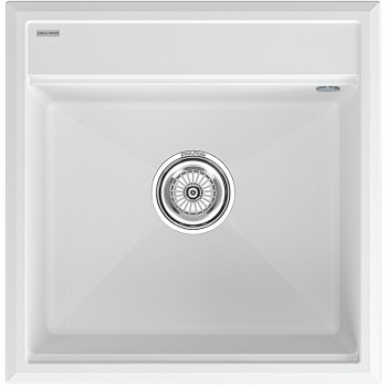 Кухонная мойка кварц Paulmark Stepia-500 PM115051-WH белая прямоугольная 1 чаша без крыла