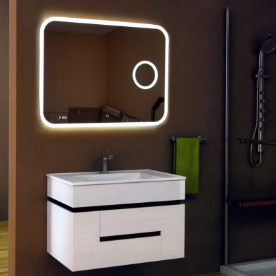 Зеркало в ванную с LED подсветкой Relisan CONSTANCE Гл000024353, 80x60 прямоугольное с увел. 3-х