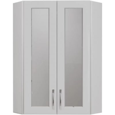 Подвесной угловой шкаф Style Line Эко Стандарт 45 белый с зеркальными вставками (ЛС-00002331)