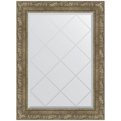 Зеркало настенное Evoform ExclusiveG 87х65 BY 4102 с гравировкой в багетной раме Виньетка античная латунь 85 мм