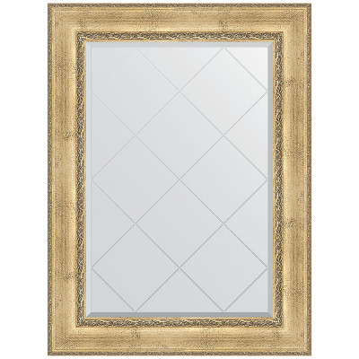 Зеркало настенное Evoform ExclusiveG 110х82 BY 4213 с гравировкой в багетной раме Состаренное серебро с орнаментом 120 мм