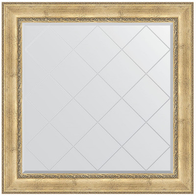 Зеркало настенное Evoform ExclusiveG 112х112 BY 4471 с гравировкой в багетной раме Состаренное серебро с орнаментом 120 мм