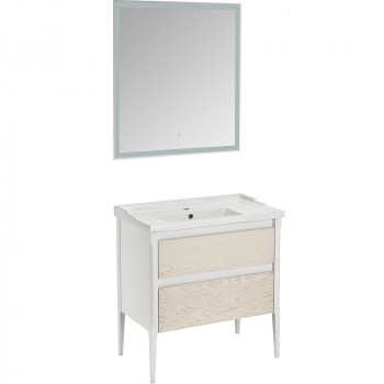 Комплект мебели для ванной ASB-Woodline Лорена 80 1220001 белый бежевый