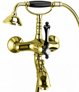 Смеситель для ванны Cezares Margot золото с черной ручкой (MARGOT-VDM-03/24-N)