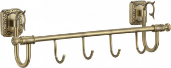 Планка с крючками для ванной (4 крючка) Savol S-006474 латунь бронза