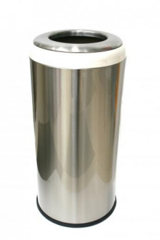 Урна Primanova круглая серебристая, LIMA (бежевый) 36 л, 28,5х28,5х60 см нержавеющая сталь, пластик M-E24-K09