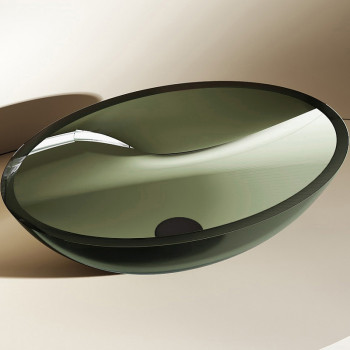 Раковина-чаша Abber Kristall 50 AT2802Vesuvian оливковая овальная