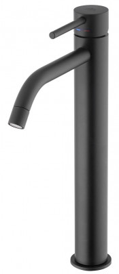 Высокий смеситель для раковины Paffoni Light c автоматическим донным клапаном черный матовый LIG085NO