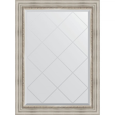 Зеркало настенное Evoform ExclusiveG 104х76 BY 4190 с гравировкой в багетной раме Римское серебро 88 мм