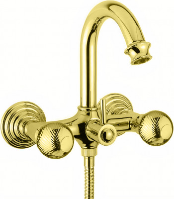 Смеситель CEZARES APHRODITE APHRODITE-V-03/24-M, для ванны и душа, золото 24 карат, ручка металл