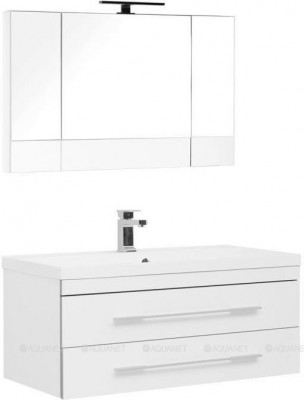 Комплект мебели для ванной Aquanet Верона NEW 100 белый подвесной 2 ящика (00230318)