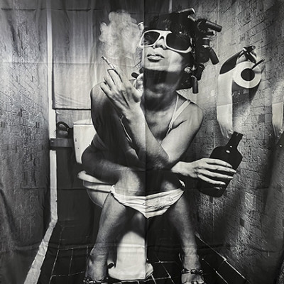 Шторка в ванную комнату, фотопечать, ДАМА с сигаретой BRIMIX (02-28)