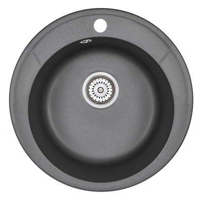 Кухонная мойка GRANULA standart (4802, чёрный) кварц круглая d 48 см