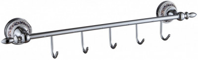 Планка с крючками для ванной (5 крючков) Savol S-06875A латунь хром