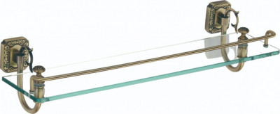 Полка в ванную прямая (стеклянная) 60 см Savol S-006491 латунь бронза