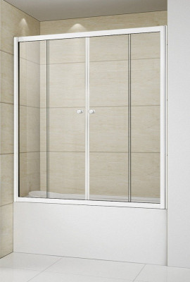 Шторка на ванну Cezares Relax RELAX-VF-2-150/145-P/С-Bi, 150 х 145 см, стекло рифленое/прозрачное, цвет профиля серый