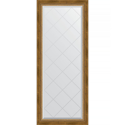 Зеркало настенное Evoform ExclusiveG 153х63 BY 4133 с гравировкой в багетной раме Состаренная бронза с плетением 70 мм