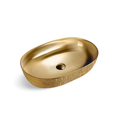 Раковина керамическая Vincea VBS-113G1 600х400х135 накладная овальная золото