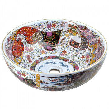 Раковина-чаша Bronze de Luxe Festival 40 2231 красная с орнаментом круглая