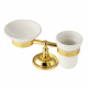 MIGLIORE Mirella 17325 мыльница и стакан в настольном держателе, керамика/золото двойной держатель настольный, золото (17325)