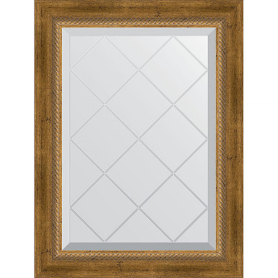 Зеркало настенное Evoform ExclusiveG 71х53 BY 4004 с гравировкой в багетной раме Состаренная бронза с плетением 70 мм