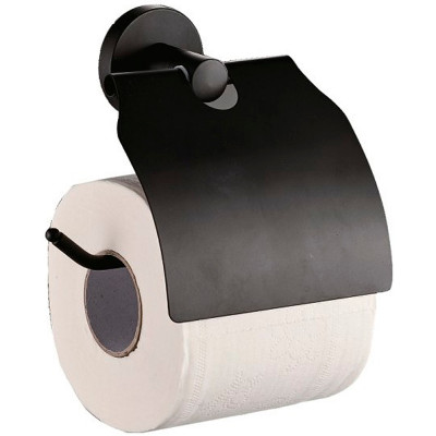 Настенный держатель туалетной бумаги D-Lin D240111 с крышкой черный матовый