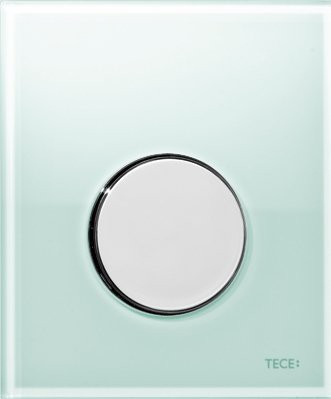 TECE TECEloop Urinal, панель смыва для писсуара стеклянная. Стекло зеленое, клавиша нержавеющая сталь. 9242662