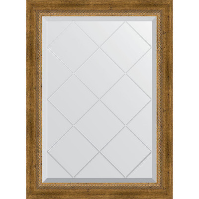 Зеркало настенное Evoform ExclusiveG 86х63 BY 4090 с гравировкой в багетной раме Состаренная бронза с плетением 70 мм