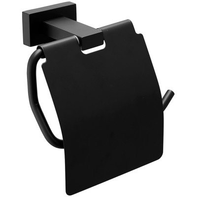 Настенный держатель туалетной бумаги Belz B903 B90303 с крышкой черный матовый