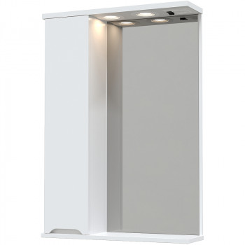Зеркало со шкафчиком Avanti Uno 60 L 00706 с подсветкой белое глянцевое прямоугольное