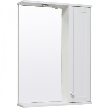 Зеркало со шкафчиком Runo Мерида 58 R 00-00000740 с подсветкой белое прямоугольное