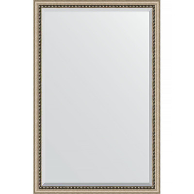 Зеркало настенное Evoform Exclusive 173х113 BY 1212 с фацетом в багетной раме Состаренное серебро с плетением 70 мм