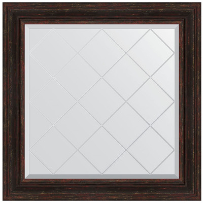 Зеркало настенное Evoform ExclusiveG 89х89 BY 4334 с гравировкой в багетной раме Темный прованс 99 мм