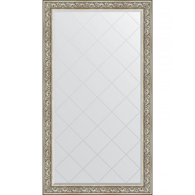 Зеркало напольное Evoform ExclusiveG Floor 205х115 BY 6374 с гравировкой в багетной раме Барокко серебро 106 мм