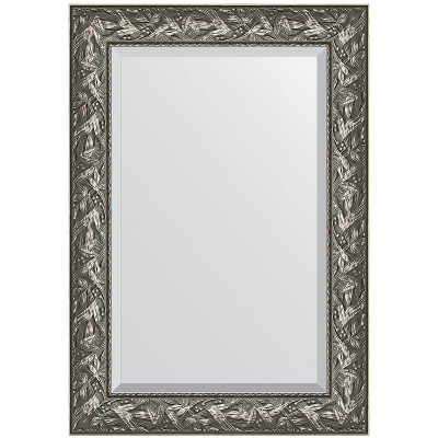 Зеркало настенное Evoform Exclusive 99х69 BY 3442 с фацетом в багетной раме Византия серебро 99 мм