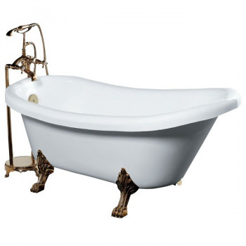 Акриловая ванна GEMY G9030 A с ножками 175х82х82 см, белая/золото