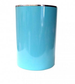 Урна Primanova с крышкой круглая глянцевая голубая, LENOX (аквамарин) 18,5х18,5х22 см пластик M-E35-26