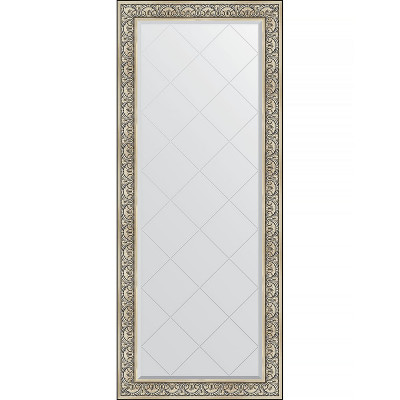 Зеркало напольное Evoform ExclusiveG Floor 205х85 BY 6334 с гравировкой в багетной раме Барокко серебро 106 мм