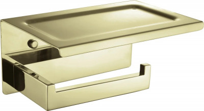 Держатель туалетной бумаги Boheme New Venturo 10311-G с полочкой, подвесной, золото