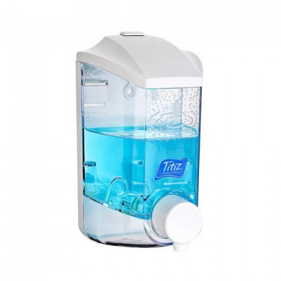 Диспенсер для жидкого мыла шампуня Primanova прозрачный с белым (400 мл) 9х9.6х16.9 см TITIZ