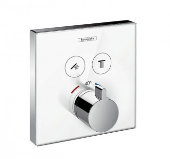 Термостатический смеситель для душа 15738400 Hansgrohe ShowerSelect Glass (белый хром)