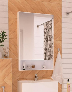 Зеркальный шкафчик для ванной 1Marka MIRA 60 Белый глянец (У83225)